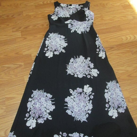 Rampage size 9 Long Black & lilac floral dress - Picture 1 of 3